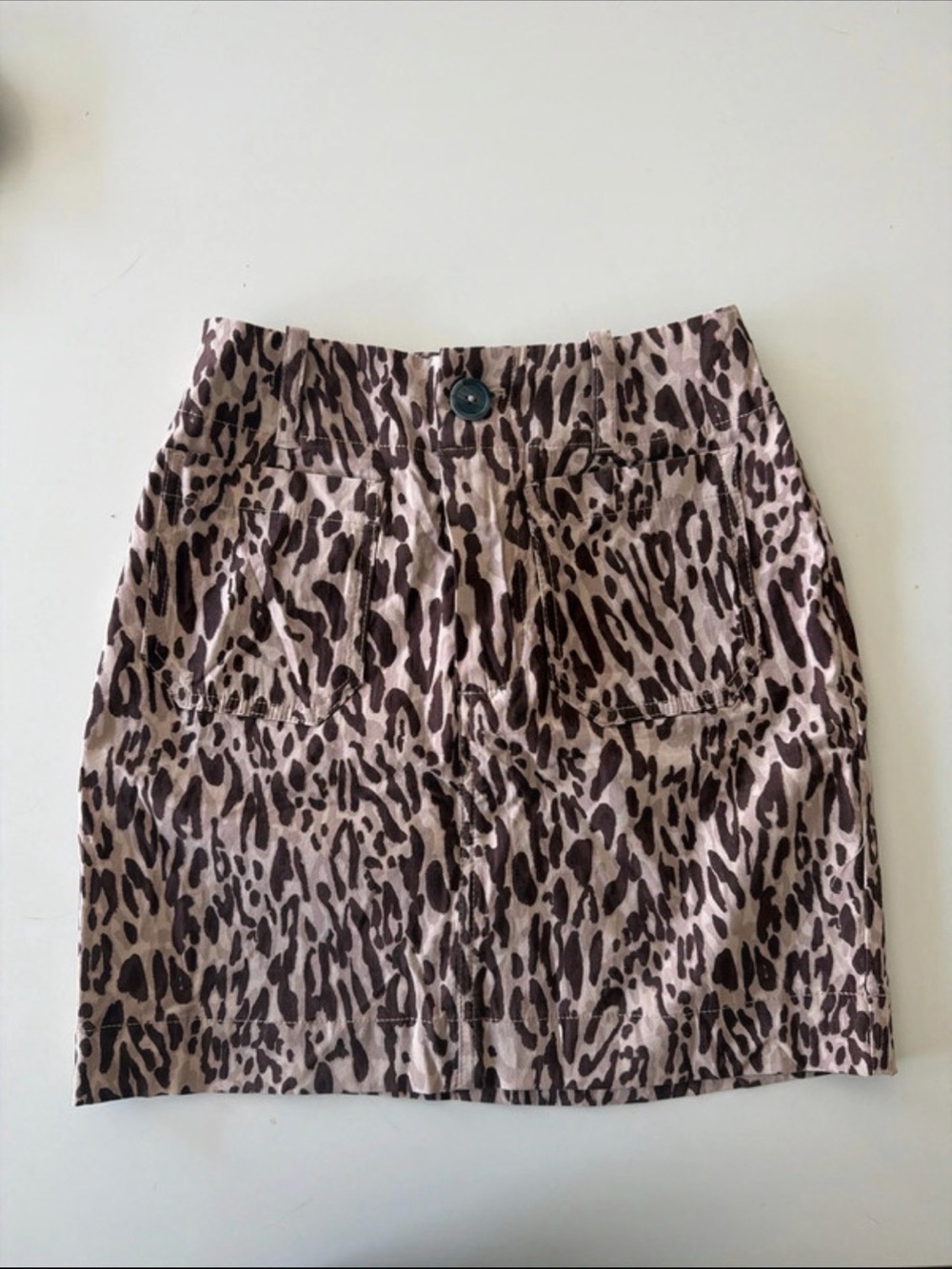 Maeve Leopard Print Mini Skirt - Beige and Dark Brown
